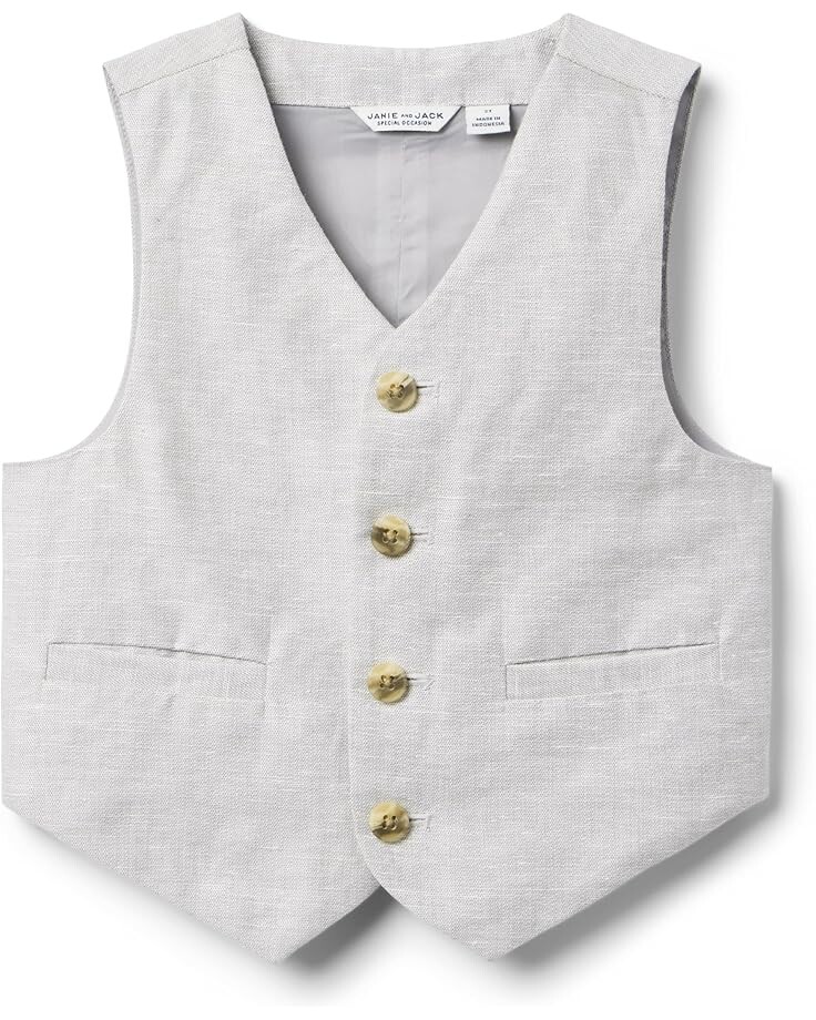 

Утепленный жилет Janie and Jack Linen Dress Up Vest, серый