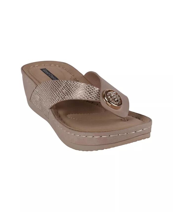 

Женские босоножки на танкетке с ремешками Dafni GC Shoes, золото