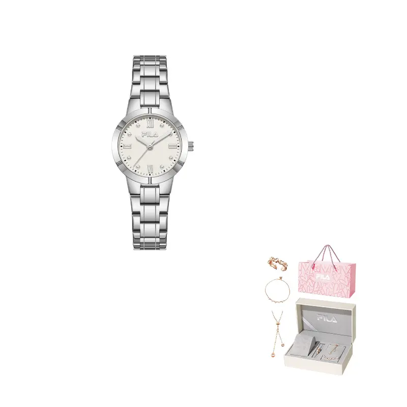 

FILA Часы Wrist Watch Quartz Movement Steel Strap Beige Watch Dial Women's Watch Love At First Sight Romantic Box, Ivory White 6601-103