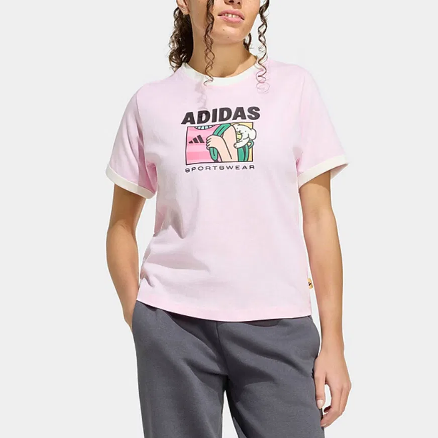 Футболка женская Pink Crew Neck Moderate Adidas — фото 3