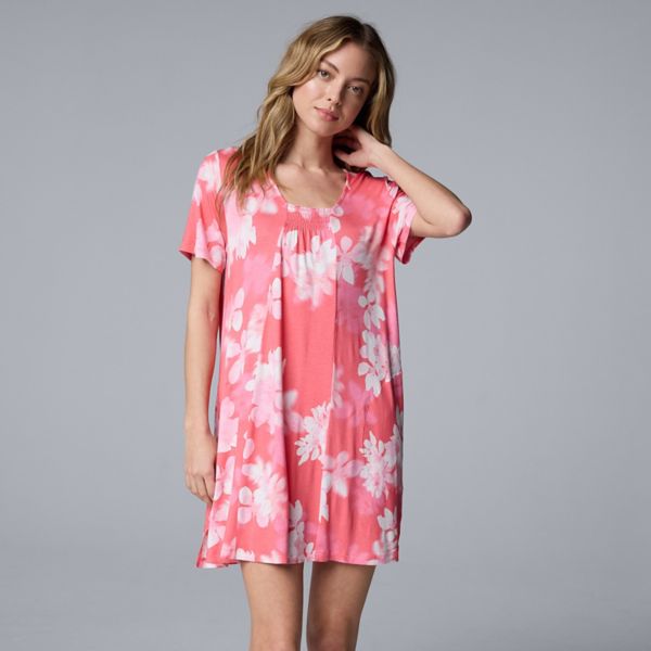 

Женская ночная рубашка с коротким рукавом Simply Vera Vera Wang, цвет coral floral