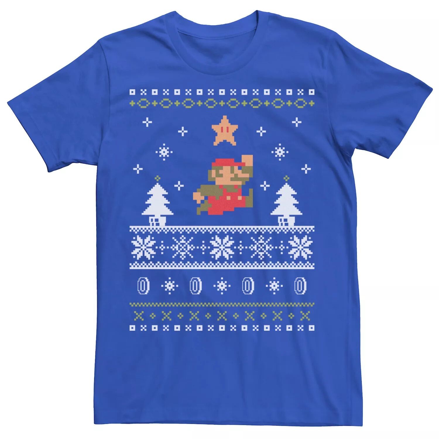 

Мужская футболка Nintendo Super Mario Christmas Star Pixels Licensed Character