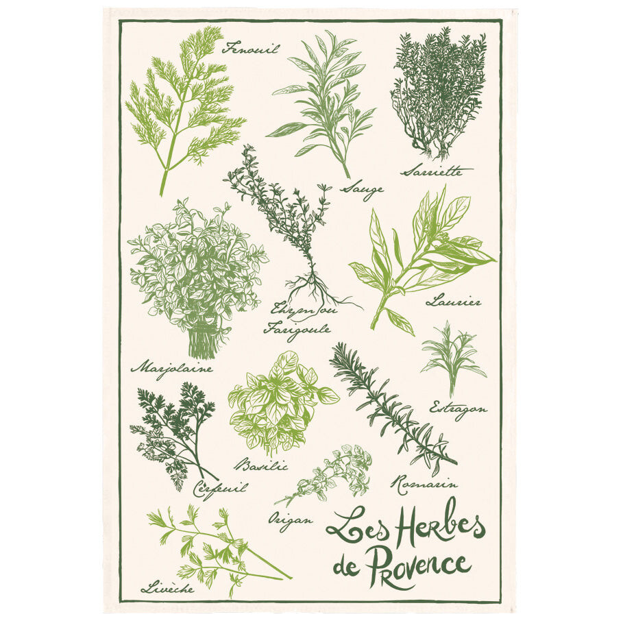 

Чайное полотенце из чистого хлопка с цветочным узором - Les Herbes Winkler, цвет Ecru