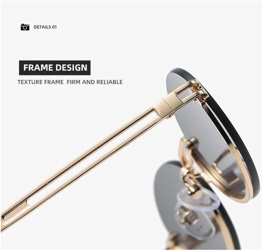 

Модные безободковые солнцезащитные очки в стиле панк с металлическим покрытием и защитой UV400, без оправы, с градиентными линзами, для женщин и для меня KTUCN, Pink