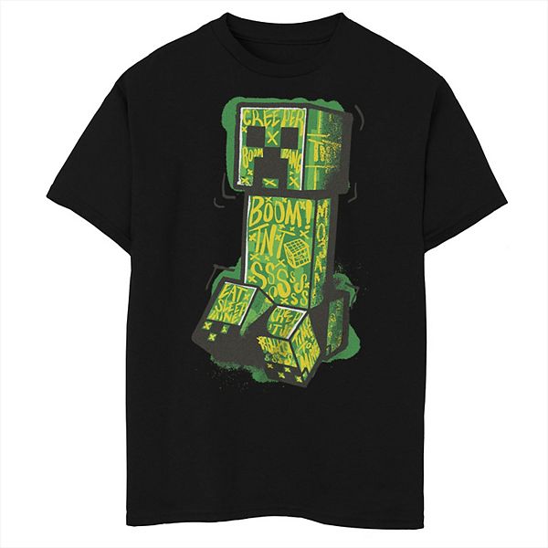 

Футболка с принтом Minecraft Creeper и желтым граффити Husky Licensed Character