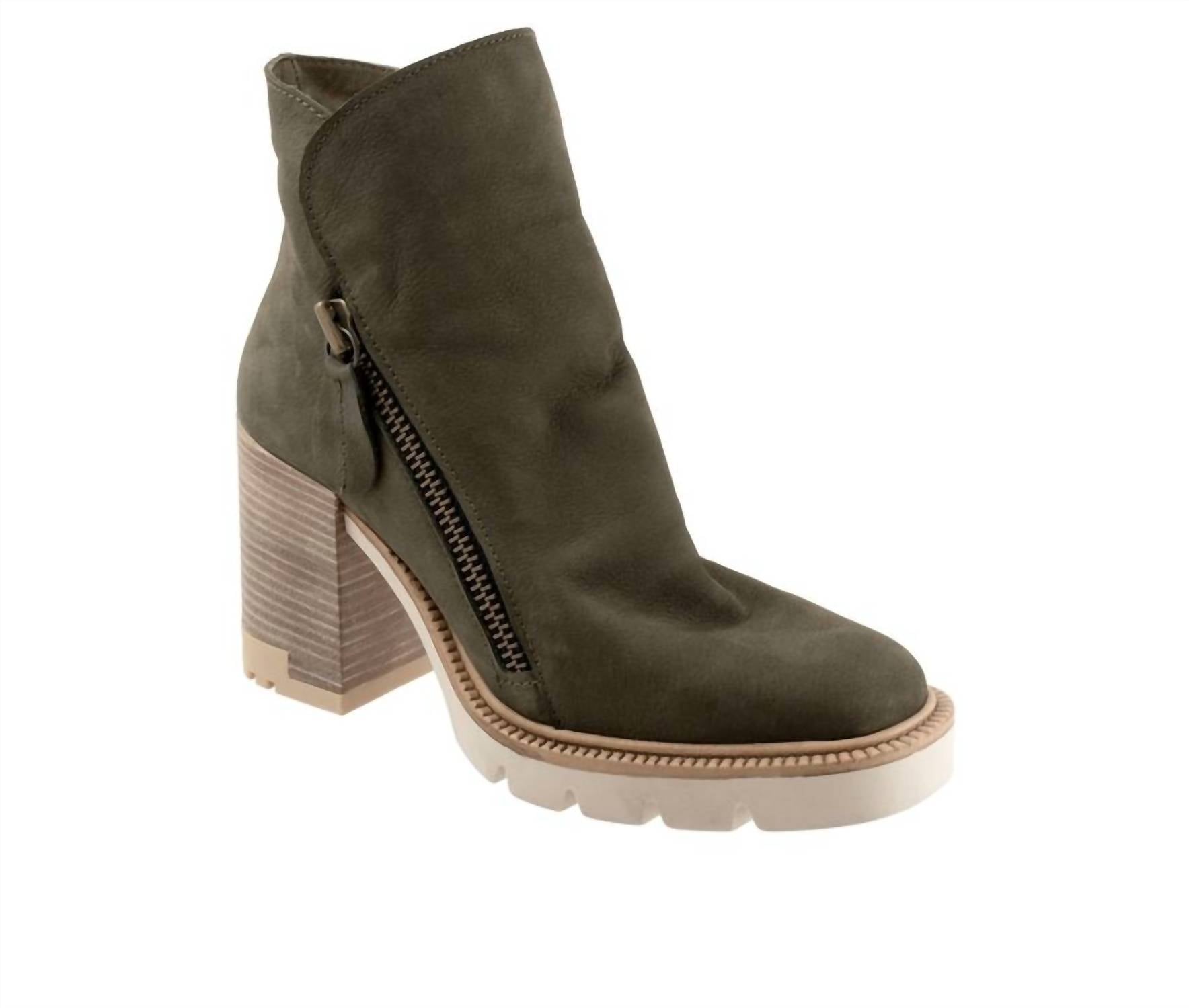Женские ботинки на каблуке Bueno Elliott в цвете армейский нубук Alexandra Bueno, Army Nubuck