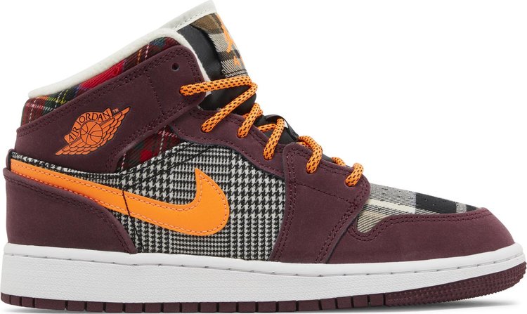 

Кроссовки Air Jordan 1 Mid SE GS 'Plaid', красный