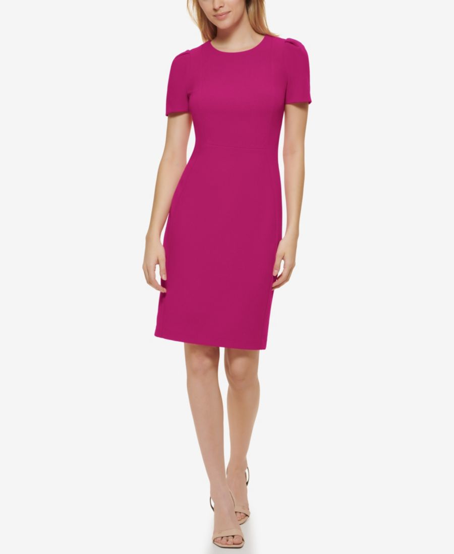 

Женское платье-футляр с короткими рукавами из ткани дайвинг Calvin Klein, Boysenberry