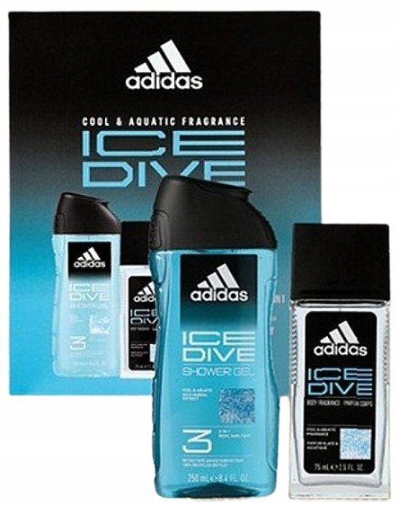 

Набор мужской косметики Adidas Ice Dive 3 в 1 гель + дезодорант-распылитель