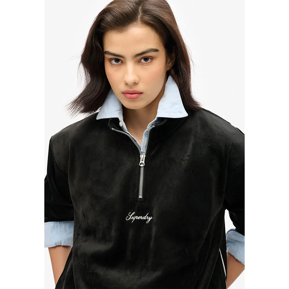 Толстовка Superdry Country Club Velour half zip, черный — фото 3