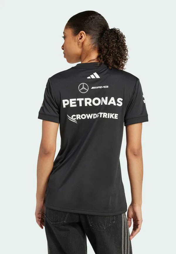 Футболка с принтом mercedes amg petronas formula one team для женщин, черная. Adidas Originals, Black White — фото 2
