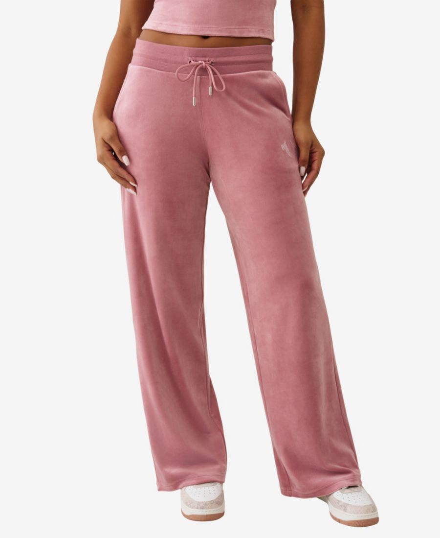 

Женские спортивные брюки прямого кроя из велюра с кристаллами в форме подковы True Religion, Nostalgia