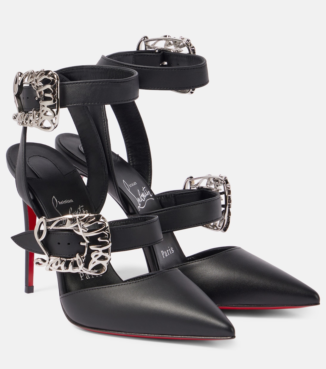 Женские кожаные туфли-лодочки Giddylina 100 Christian Louboutin, Black Lin Black