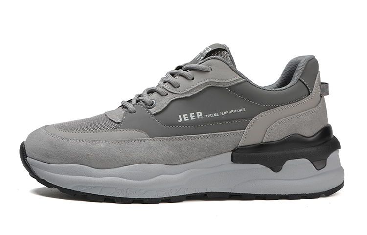 

Мужские кроссовки для белка с низким верхом серые JEEP SPIRIT, натуральная оленья кожа [Натуральная кожа и сетка]
