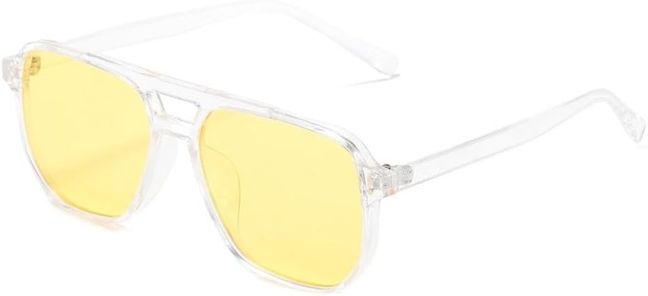 

Ретро-солнцезащитные очки с двойной перемычкой, квадратной формы, женские, модные, сине-оранжевые градиентные, защита от ультрафиолета UV400, мужские солнцезащитные очки SKFGNX, Transparent Yellow