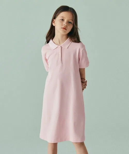 Детское платье-поло из пике MUSINSA STANDARD KIDS розовое