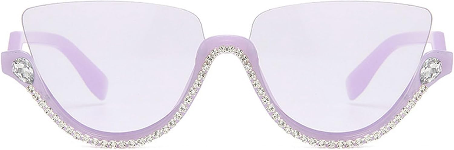 

Солнцезащитные очки «кошачий глаз» со стразами для женщин. Блестящие, сверкающие, с кристаллами. Модные женские солнцезащитные очки в полуободковой оправе mincl, Purple