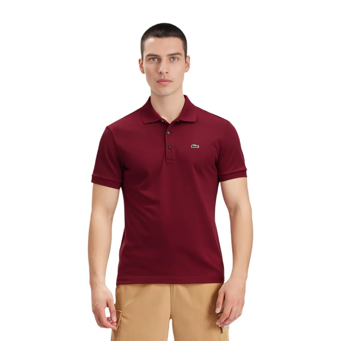 Мужская рубашка-поло LACOSTE, цвет Bordeaux burgundy — фото 3