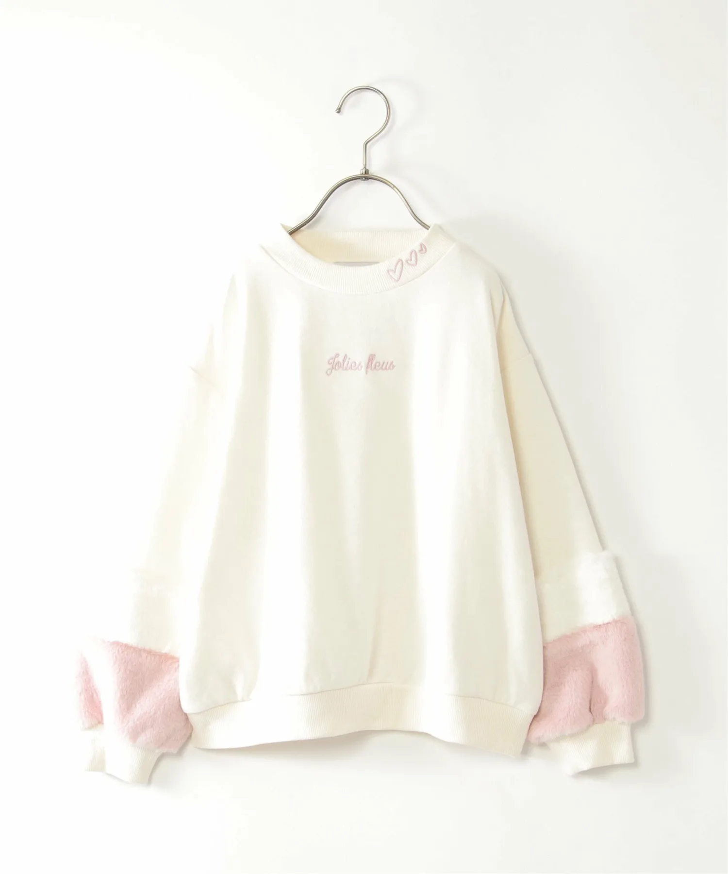 Пуловер из флиса с вышивкой из искусственного меха (120-160 см) Ikka, off white