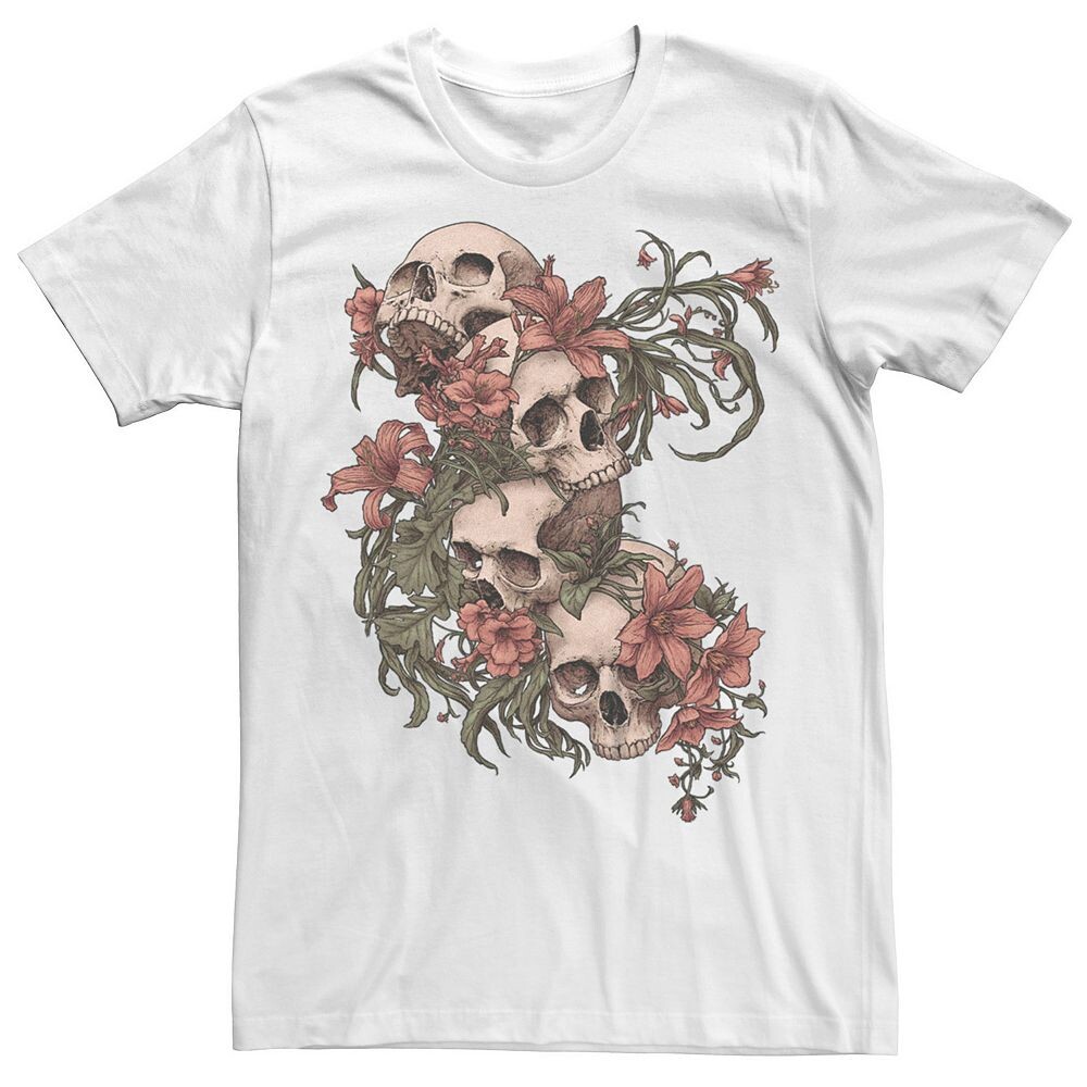 

Мужская футболка с рисунком Garden of Skulls Flowers Licensed Character, белый