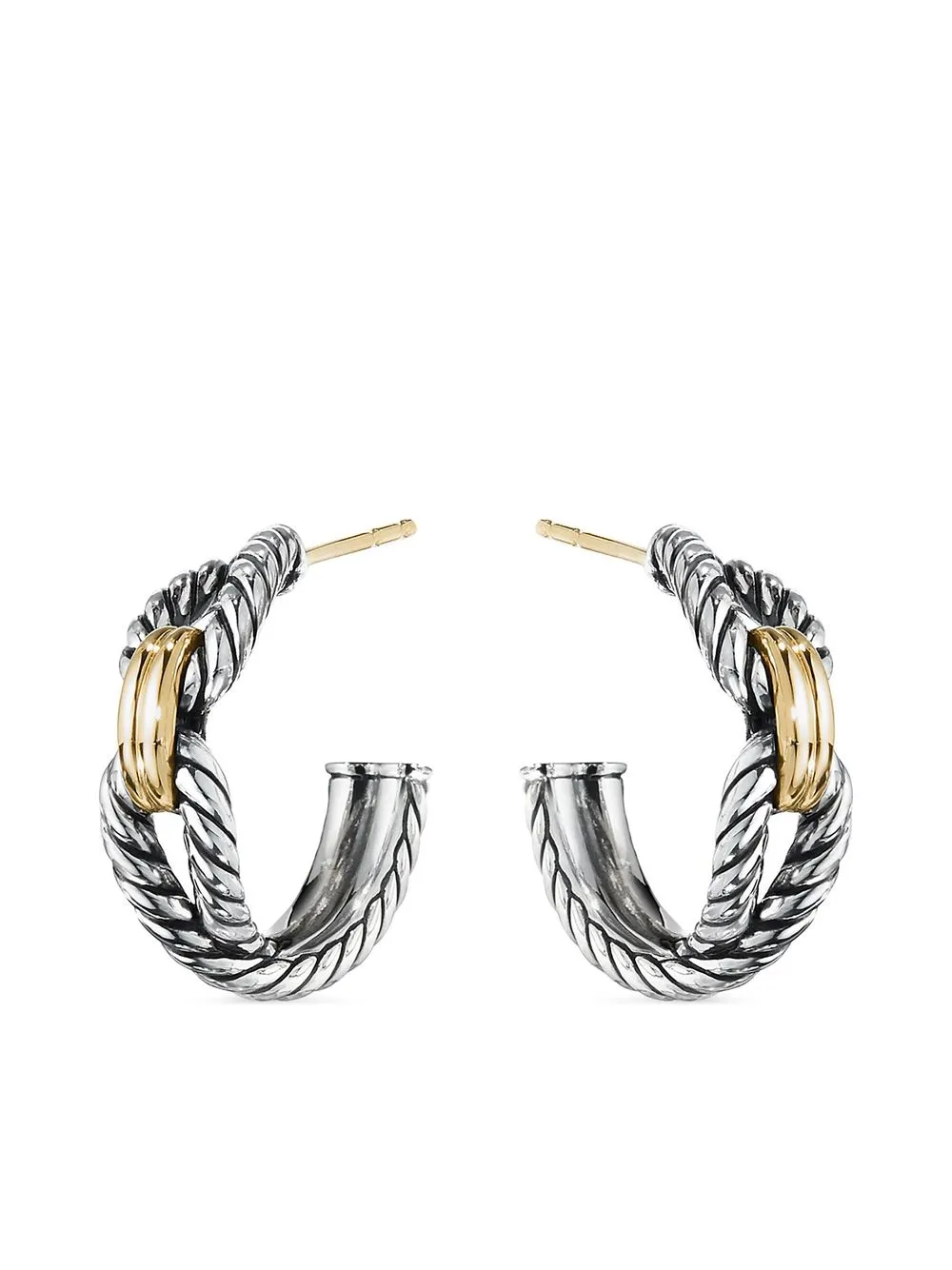 

Серьги-кольца Cable Loop из желтого золота и серебра (22 мм) David Yurman, серебяный