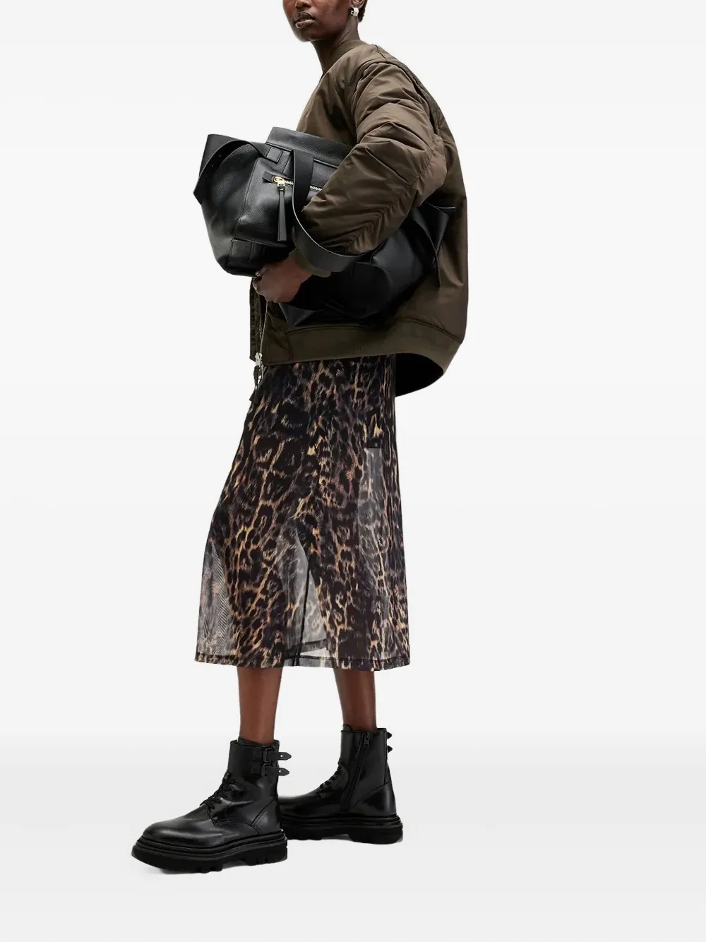 

Платье миди с леопардовым принтом Hanna AllSaints, коричневый