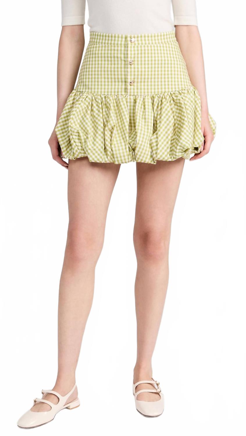 

Юбка Reina Bubble Hemmini в клетку фисташкового цвета Caroline Constas, Pistachio Check