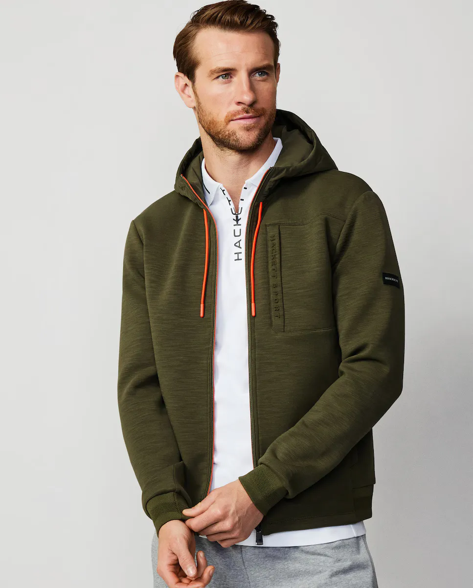 

Мужская спортивная куртка Hackett Sport с регулируемым капюшоном, темно-зеленый