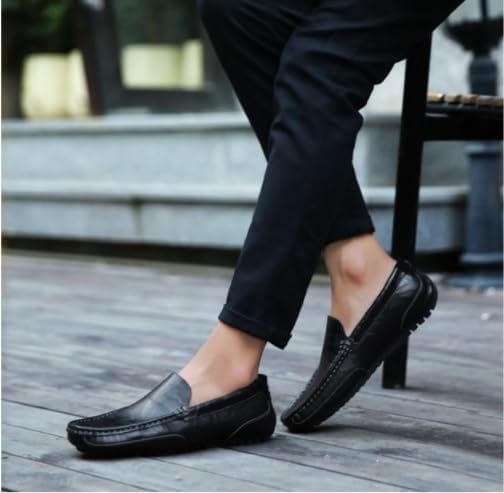 Мужские повседневные лоферы с Slip-on для легкой одежды и кожаные бизнес-мокасины для повседневных прогулок, вождения и многого другого Zestrelax, черный — фото 3