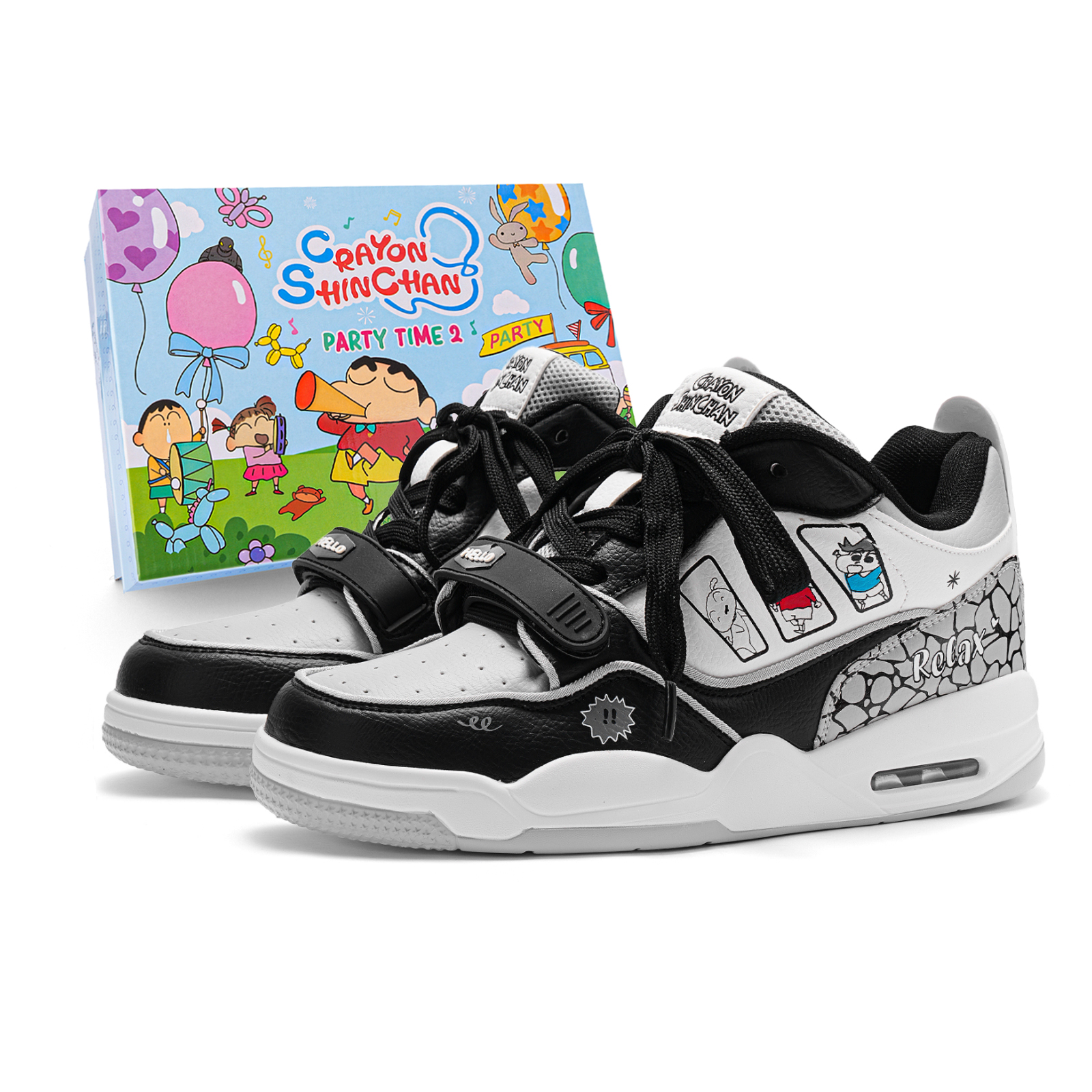 

Crayon Shinchan Низкие скейтерские кроссовки унисекс - панда серый, цвет Panda Gray