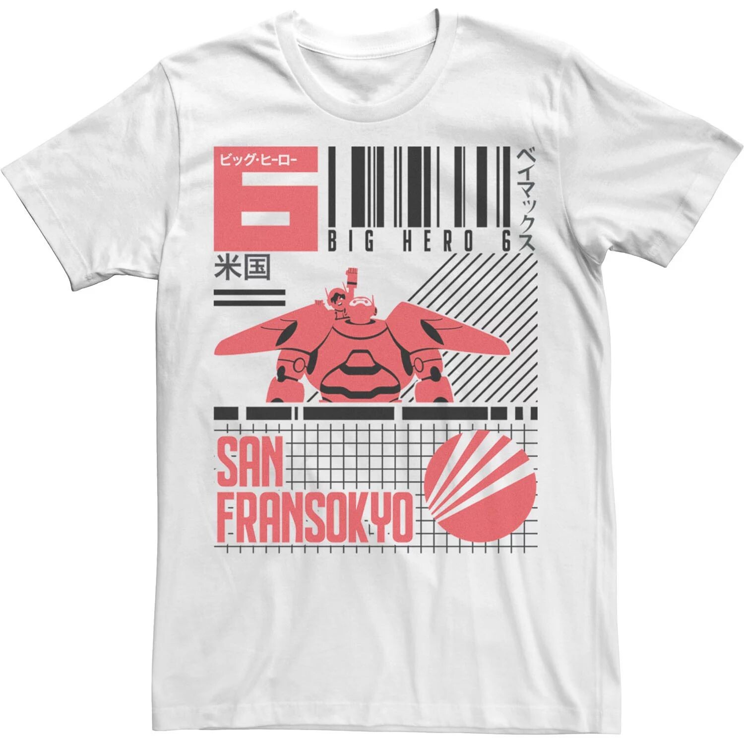 

Мужская футболка со штрих-кодом Disney Big Hero 6 San Fransokyo Licensed Character