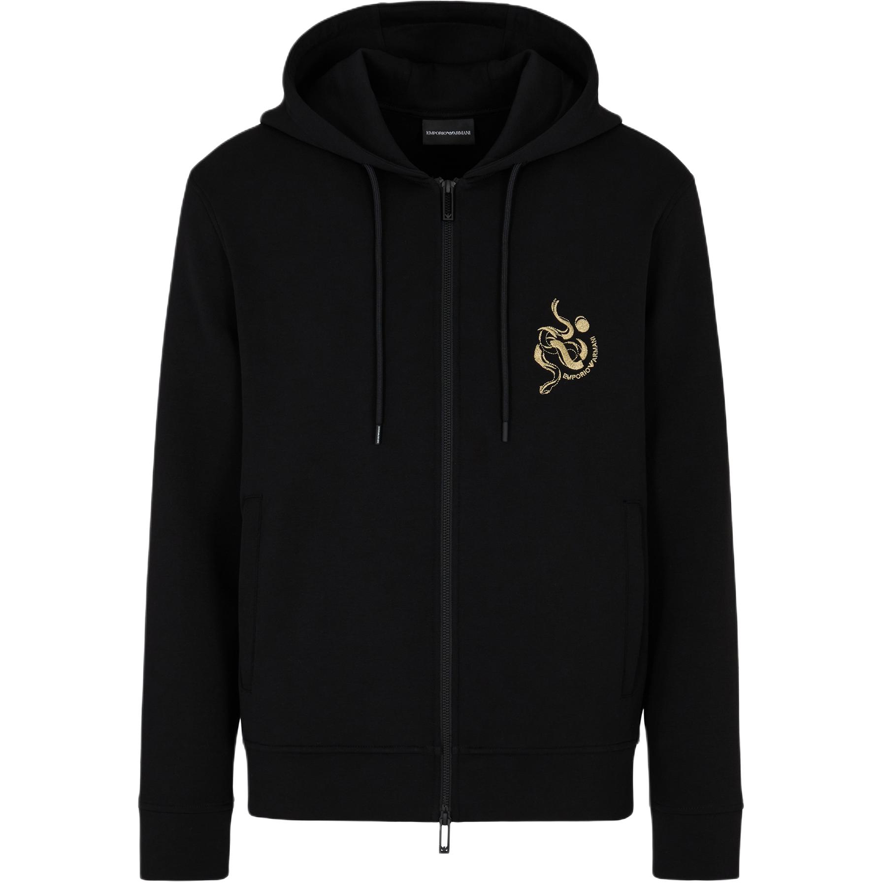 

Толстовка с капюшоном и молнией из двойного джерси с вышивкой в стиле Chinese New Year EMPORIO ARMANI, черный