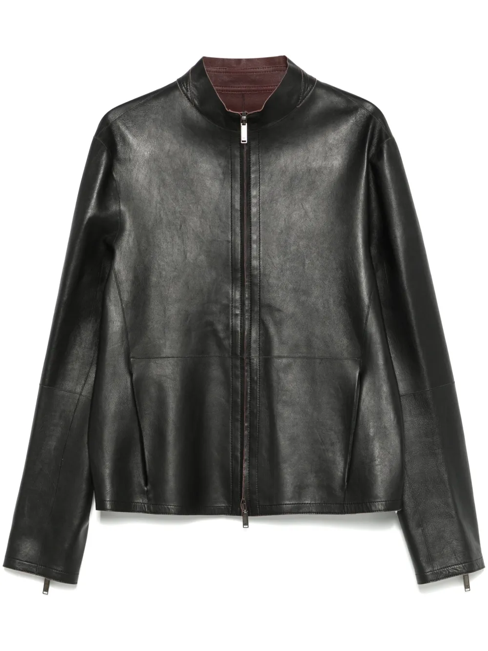 

Кожаная куртка на молнии EMPORIO ARMANI, черный