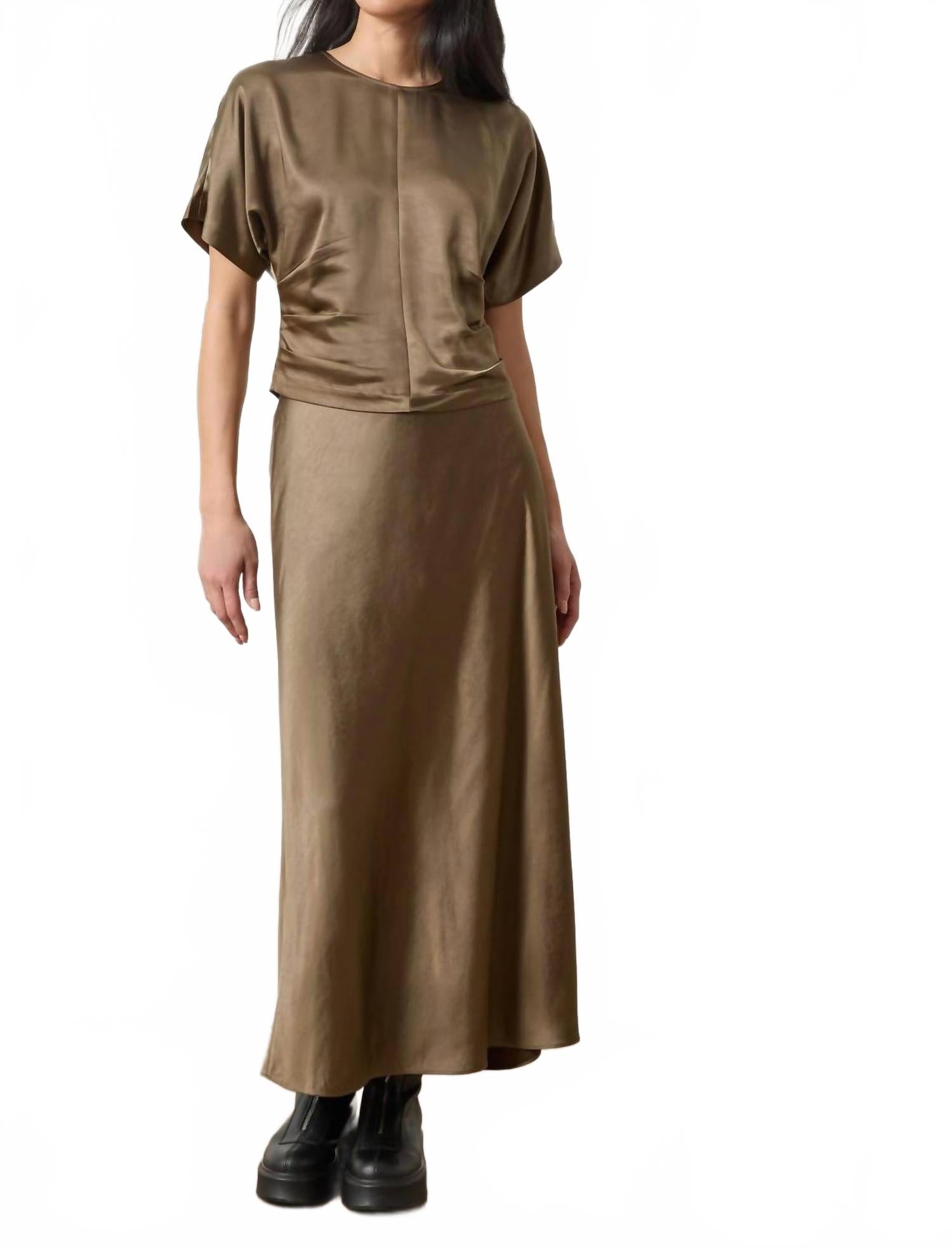 

Lilla P Атласная блузка с коротким рукавом и рукавами «летучая мышь», цвет «петрушка»