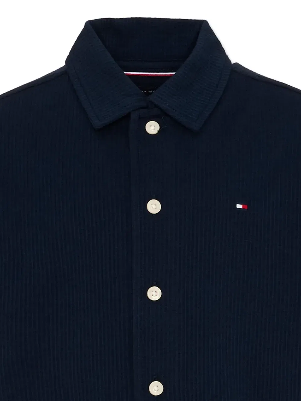 Рубашка из жатого хлопка с вышитым логотипом Tommy Hilfiger Junior, синий — фото 3