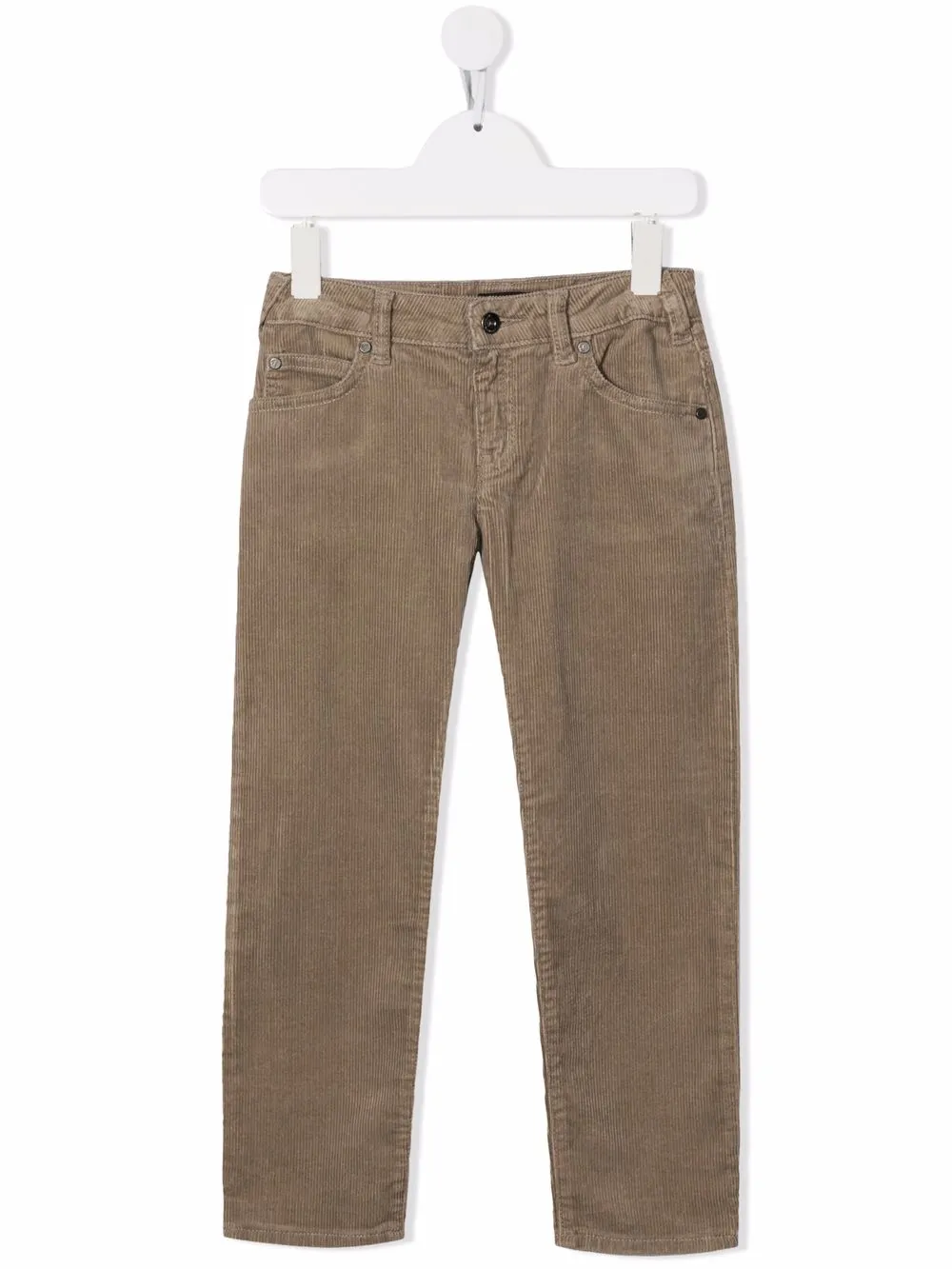 

Вельветовые брюки прямого кроя Emporio Armani Kids, коричневый