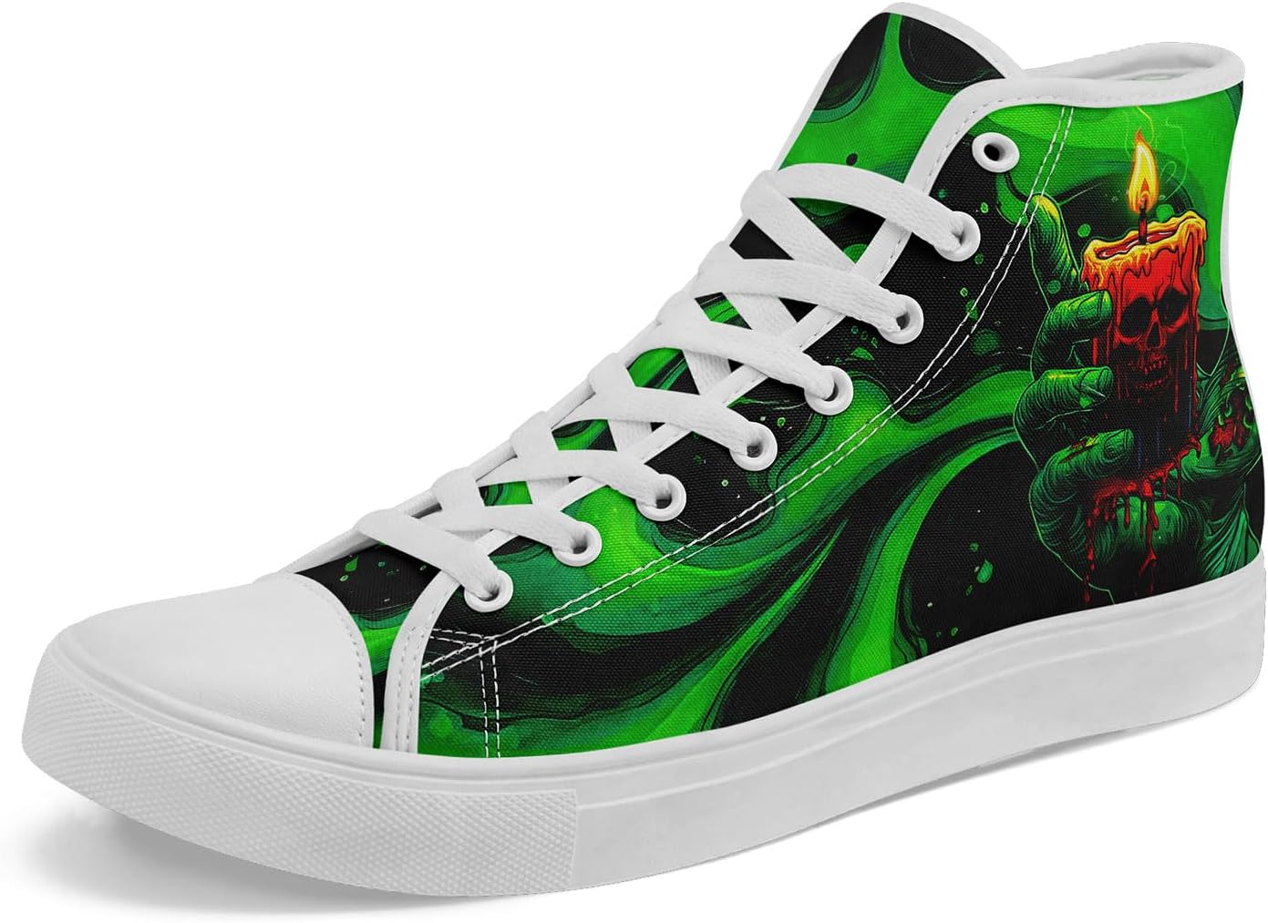 

Кеды на высокой подошве из холста для мужчин и женщин на Хэллоуин, с рисунками тыквы, призрака и черепа, дышащие, на плоской подошве, для повседневной ходьбы Awsole, белый/черный/зеленый/оранжевый