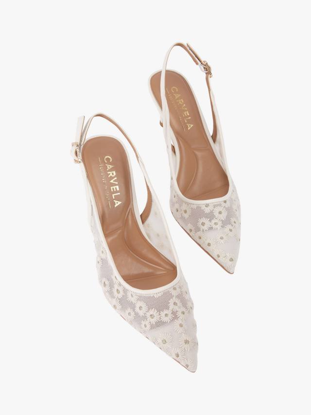 Positano цветочные сетчатые остроконечные босоножки-лодочки Carvela, White/Multi — фото 3