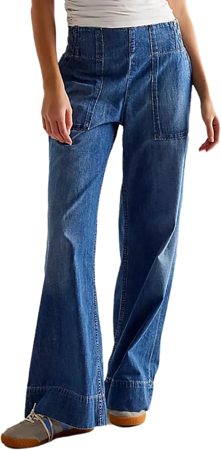 

Женские джинсы wide leg с эластичным поясом Xadsfeel