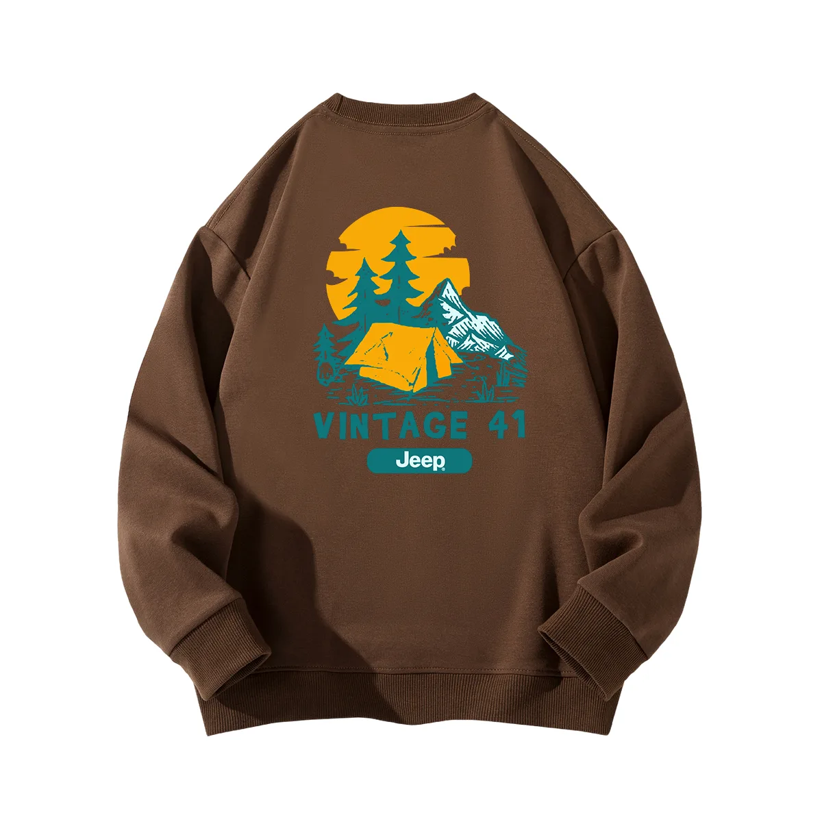 Толстовка с круглым вырезом для школьников Jeep, Coffee (Fleece-Lined)