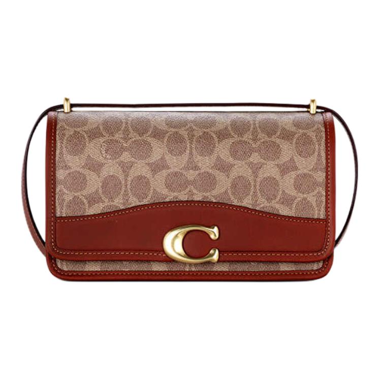 

COACH Кожаная сумка через плечо среднего размера женская красно-коричневая, Basic Set (Bag+Dust Bag)