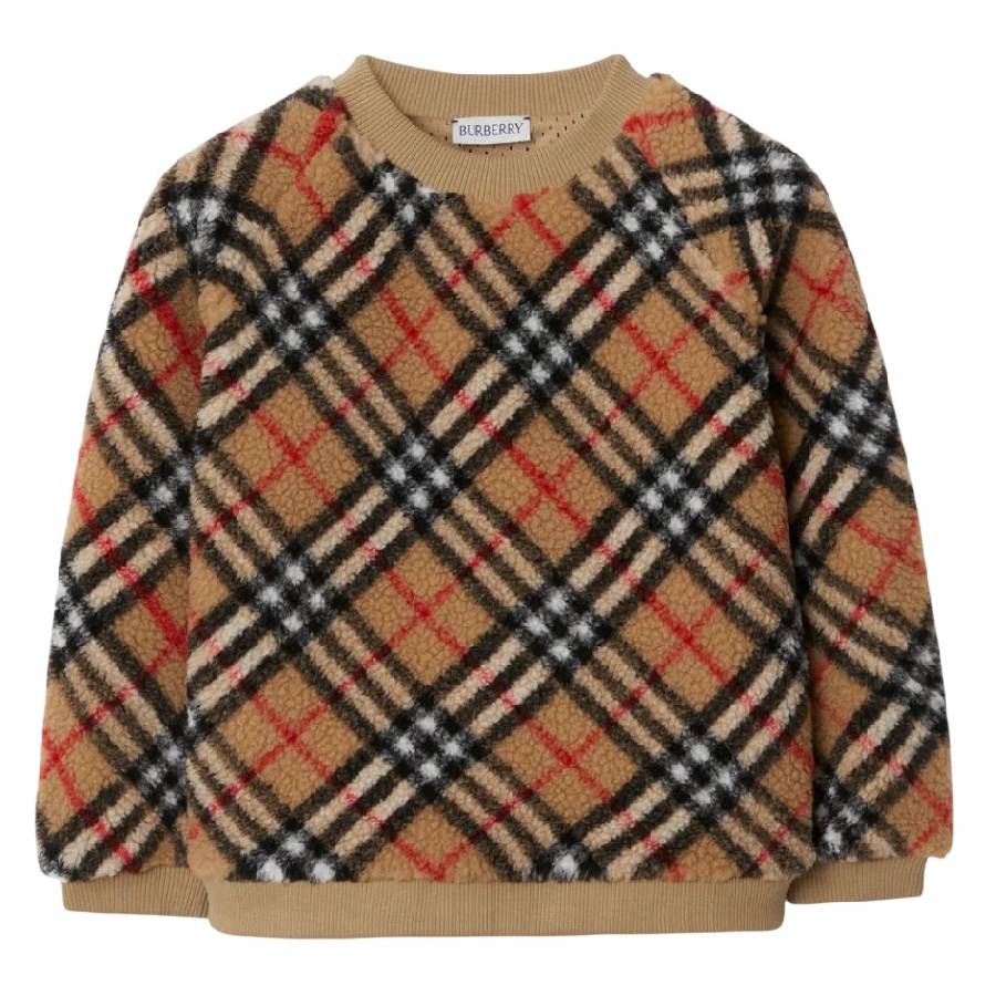 

Burberry Kids Lora Vintage Check Флисовая толстовка, бежевый