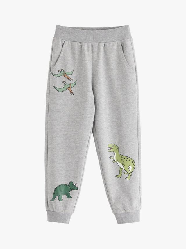 

Детские джоггеры из хлопковой смеси с принтом динозавров Lindex, Grey Melange