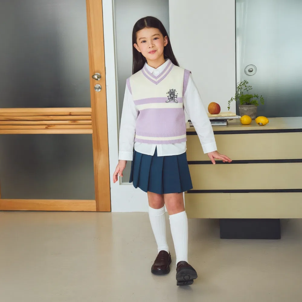 Детская плиссированная юбка на резинке тёмно-синяя от Satur Kids