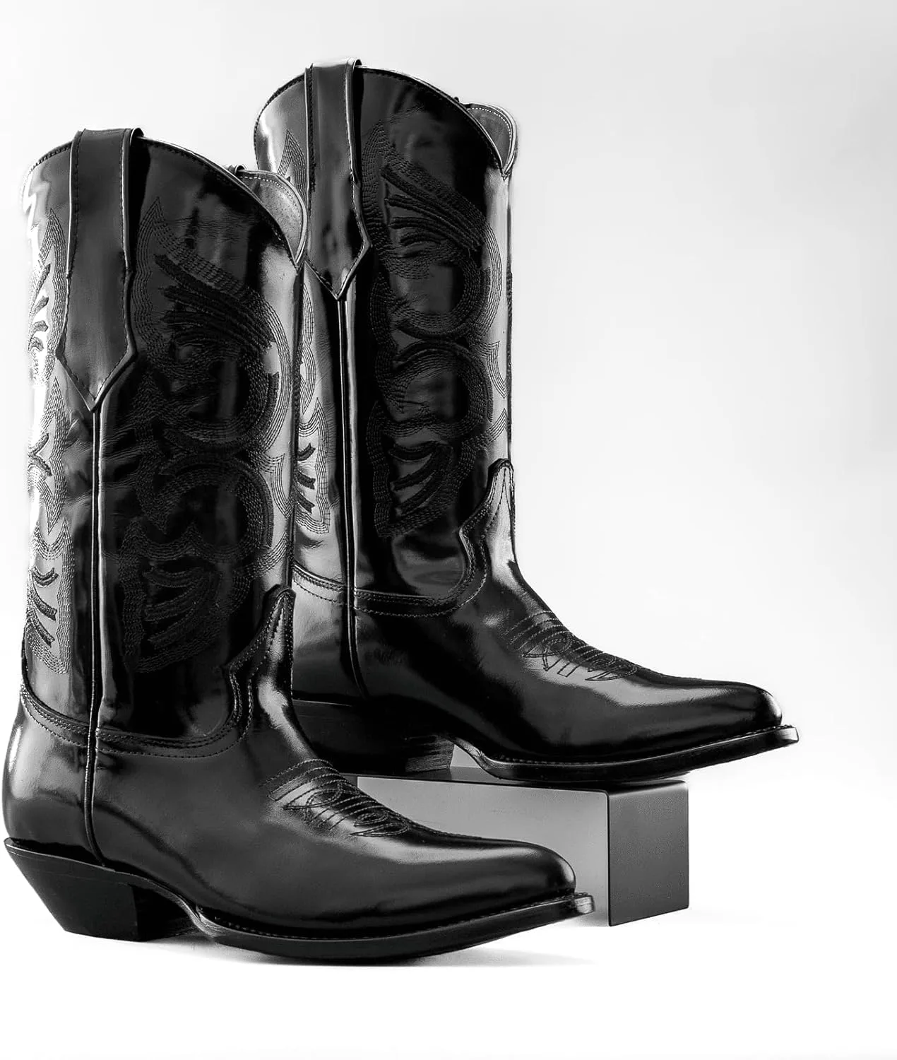 Мужские ковбойские сапоги Joe Boots 900C из натуральной кожи с хамелеоновой отделкой, J-носок, каблук 1,5 дюйма Joe Exclusive, черный — фото 2