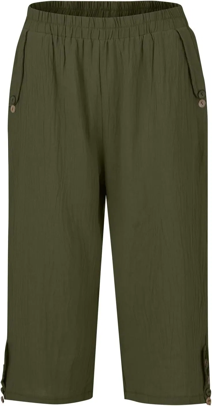 Леггинсы Linen Capri Pants, зеленый — фото 4