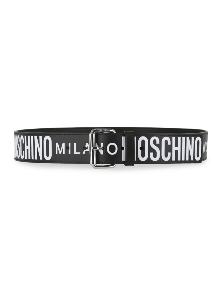 

Кожаный ремень с логотипом Moschino, черный