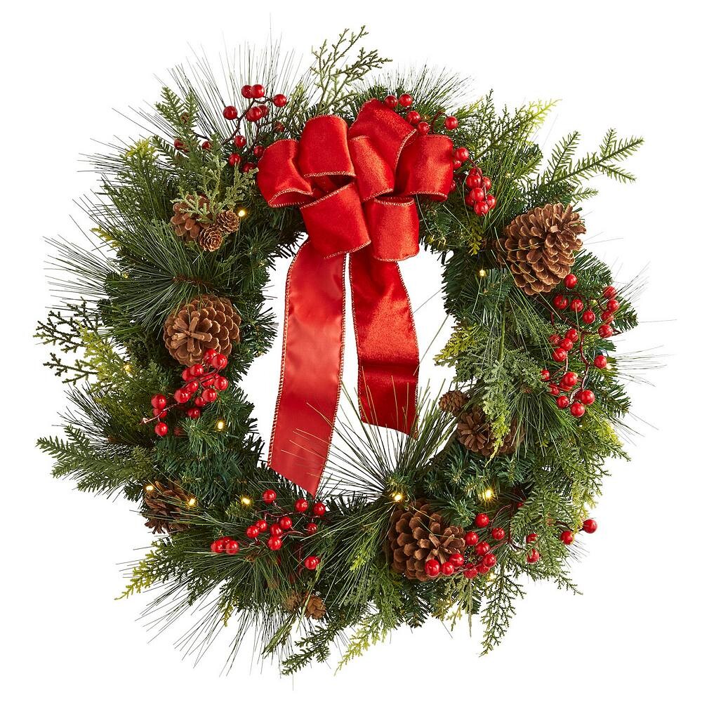 

Brylanehome Pre-lit Classic 28 Венок BrylaneHome, цвет Green Red