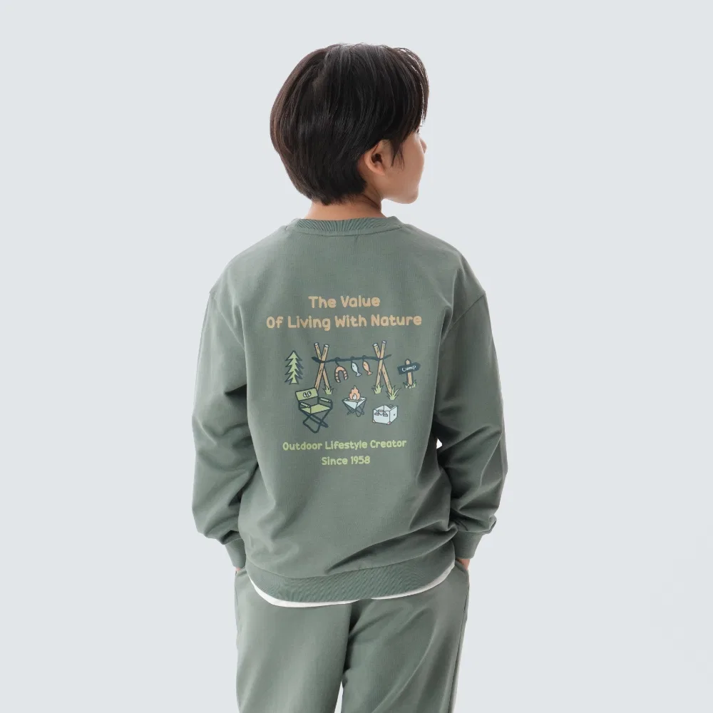 Детский мятный свитшот с принтом кемпинга от Snowpeak Apparel Kids