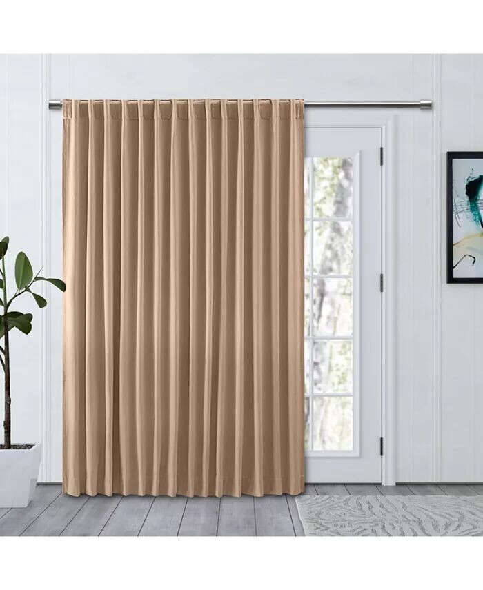 

Chevron 80C/20P Экологичный карман для удочки с тройной подкладкой и язычками на спине Штора для патио, 96 дюймов Ш x 84 дюйма Д Ricardo, бежевый